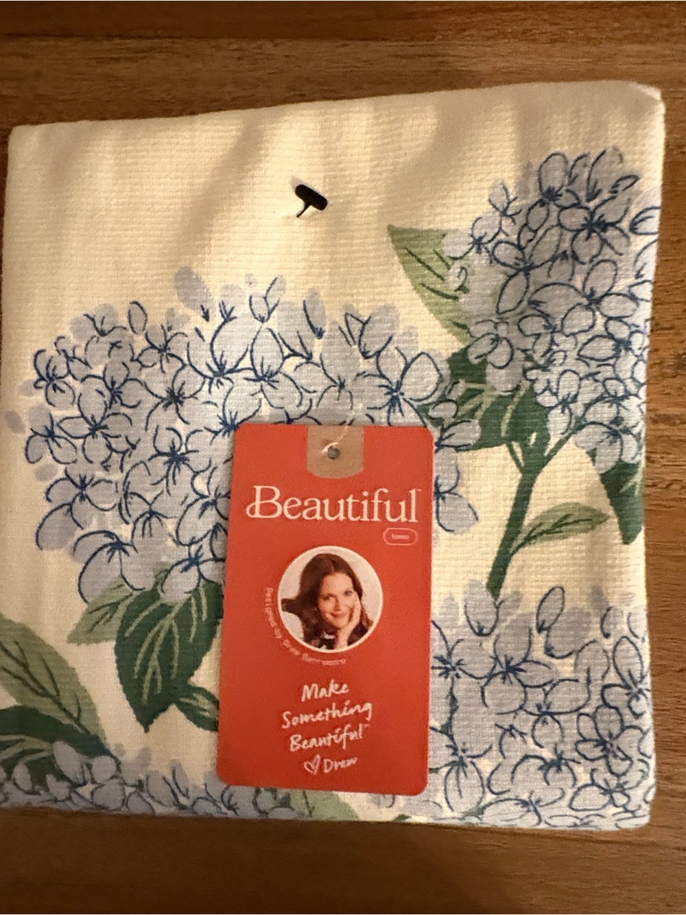 Floral Blue & Green Hydrangea Kitchen Towel